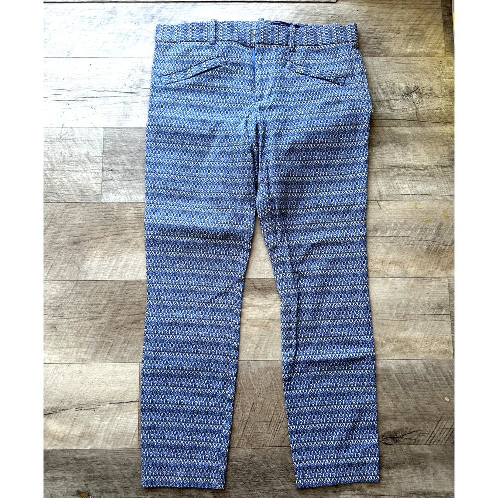 GAP Women's Blue Gray Print Slim Pants Size 8 Regular Cotton Stretch